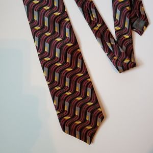 Tino Cosma Men's Tie. 100% Silk. Made in Italy. Magenta, grey, yellow, black.